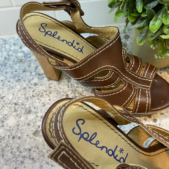 Splendid Y2K chunky open toe sling back platform wedge sandal - Picture 3 of 8